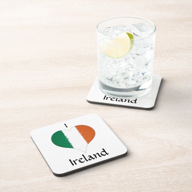 I Heart Ireland Irish Tricolour Flag Beverage Coaster (Right Side)