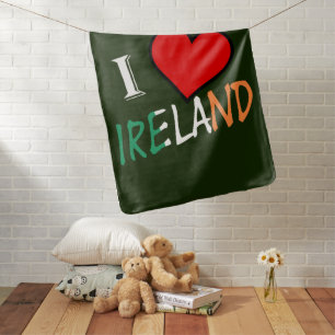I Heart Ireland overlaid on Irish Flag bbcnt Baby Blanket