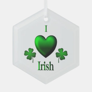 I Heart Irish Glass Ornament
