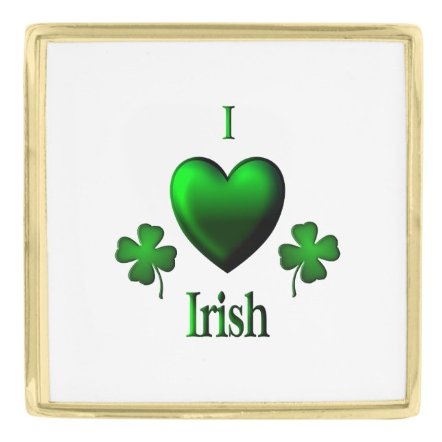 I Heart Irish Gold Finish Lapel Pin (Front)