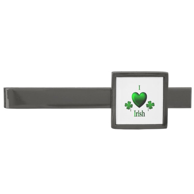 I Heart Irish Gunmetal Finish Tie Bar (Front)