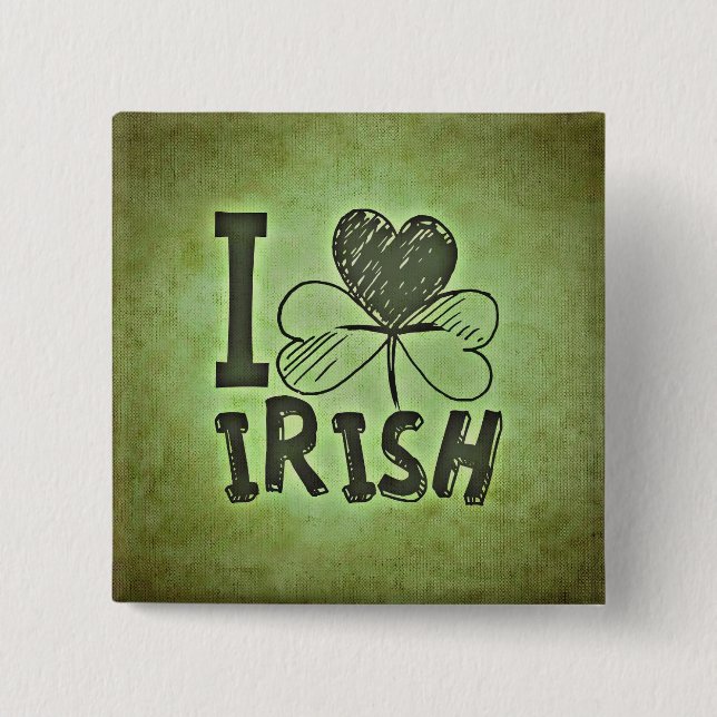 I Heart Irish Shamrock St. Patrick's Day Button (Front)