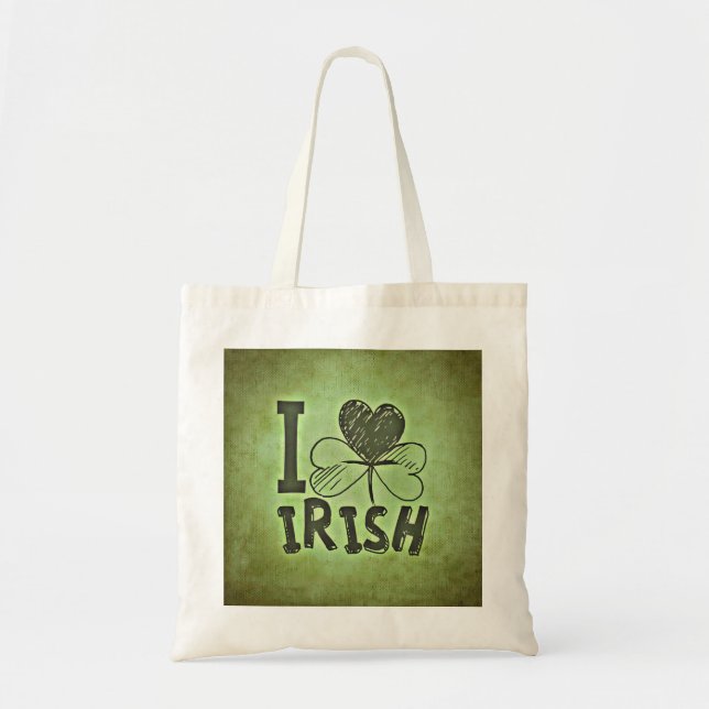 I Heart Irish Shamrock St. Patrick's Day Tote Bag (Front)