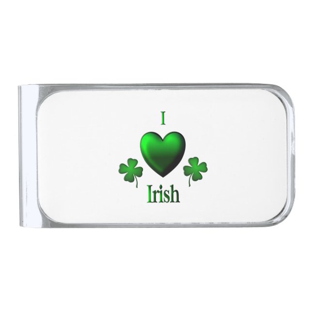 I Heart Irish Silver Finish Money Clip (Front)