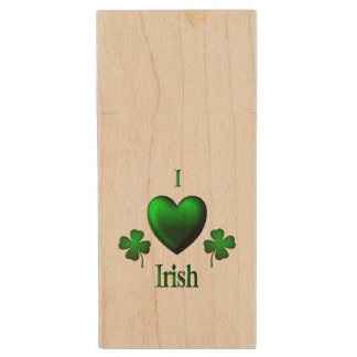 I Heart Irish Wood Flash Drive
