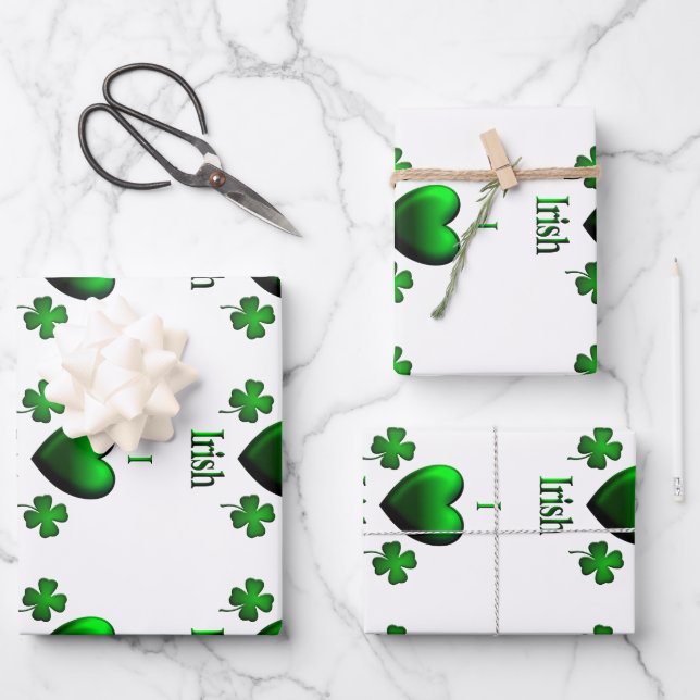 I Heart Irish Wrapping Paper Sheets (Front)