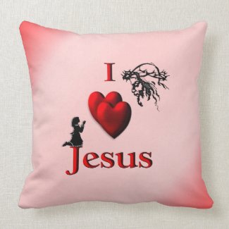 I Heart Jesus Little Girl Mojo Pillow