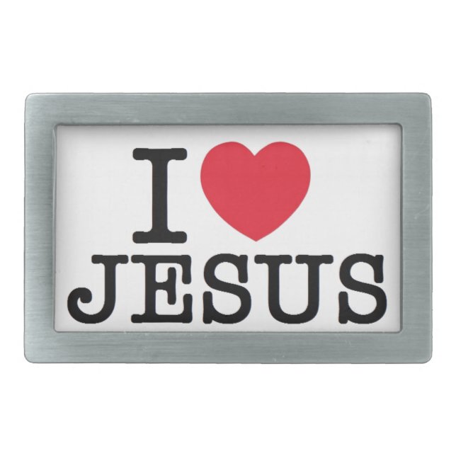 I heart Jesus Rectangular Belt Buckle (Front)