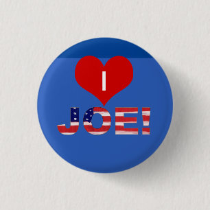 I Heart JOE! On Blue With Flag Button