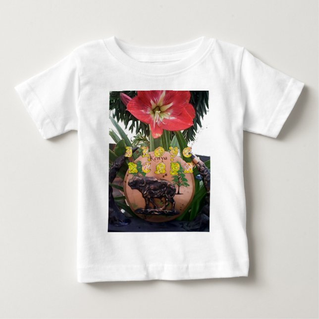 I (Heart) Kenya Buffalo Patch/Print Baby T-Shirt (Front)