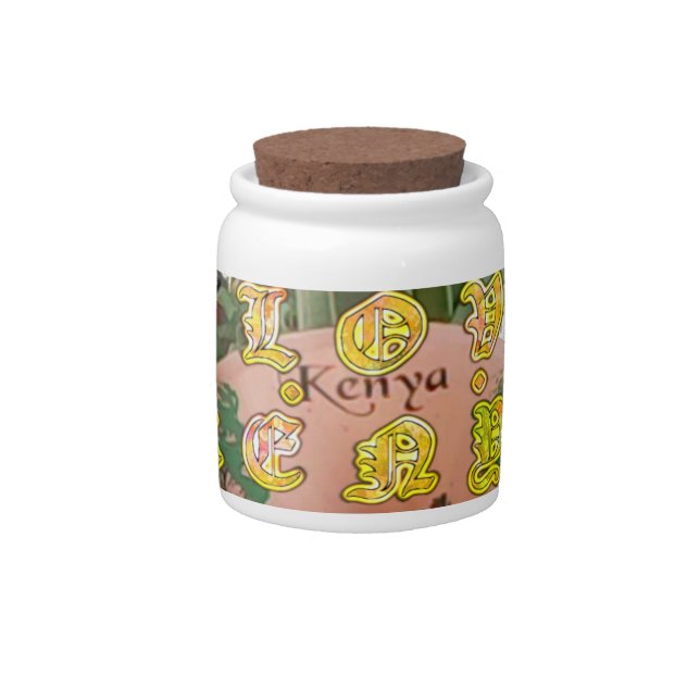 I (Heart) Kenya Buffalo Patch/Print Candy Jar (Front)