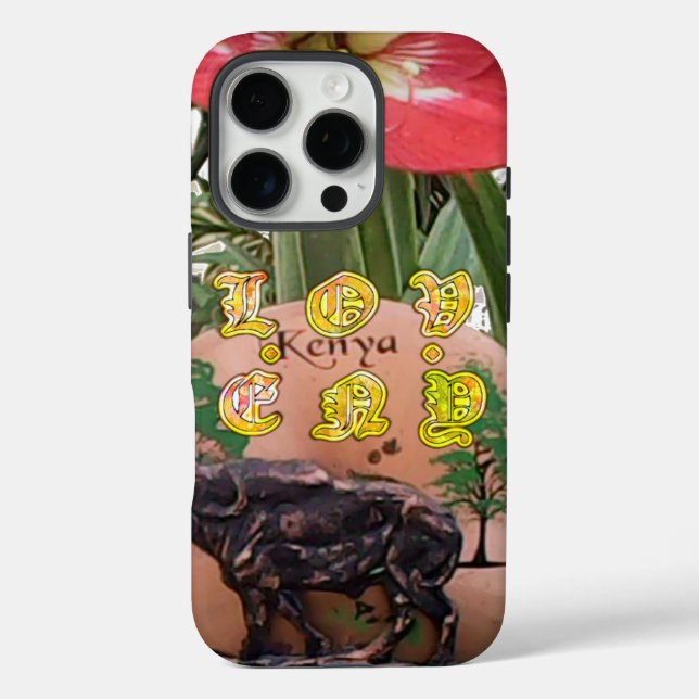I (Heart) Kenya Buffalo Patch/Print Case-Mate iPhone Case (Back)