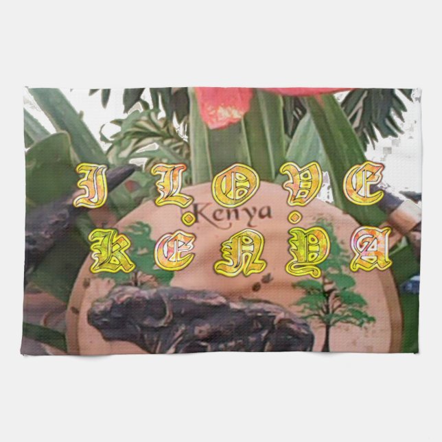 I (Heart) Kenya Buffalo Patch/Print Kitchen Towel (Horizontal)