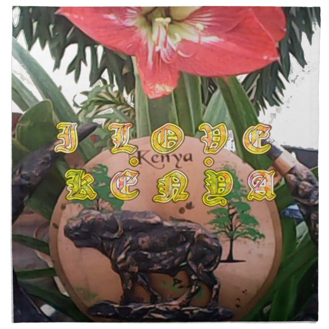 I (Heart) Kenya Buffalo Patch/Print Napkin (Front)