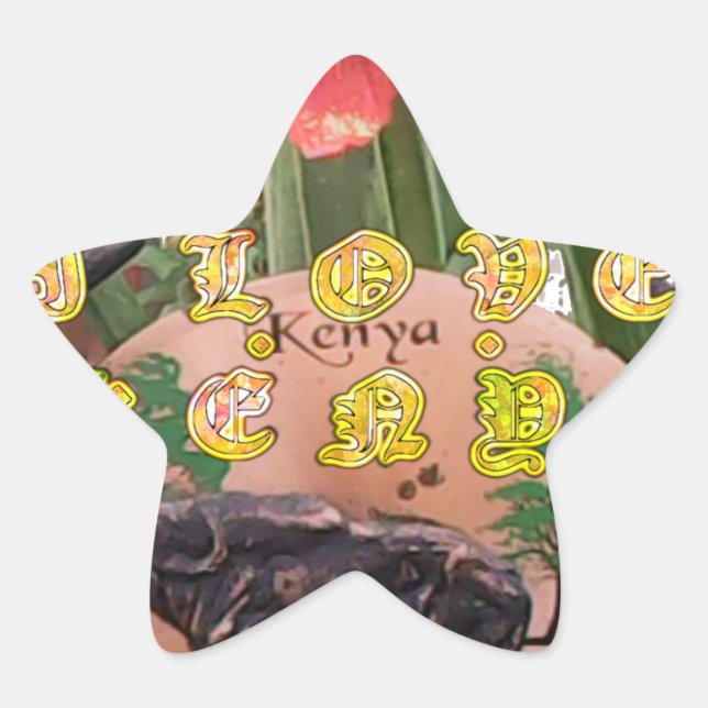 I (Heart) Kenya Buffalo Patch/Print Star Sticker (Front)