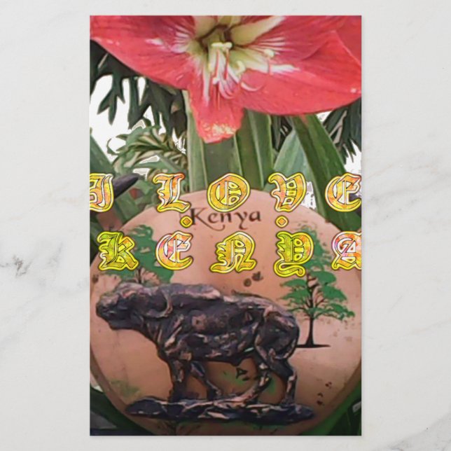 I (Heart) Kenya Buffalo Patch/Print Stationery (Front)
