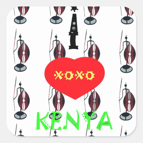I Heart Kenya XOXO Square Sticker
