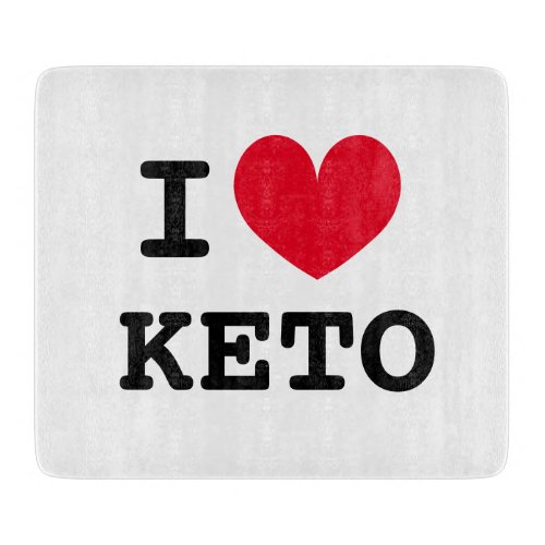 I heart keto diet glass cutting board for kitchen