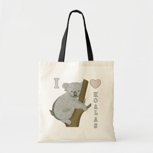 I Heart Koalas Fuzzy Animals AUSTRALIA Tote Bag