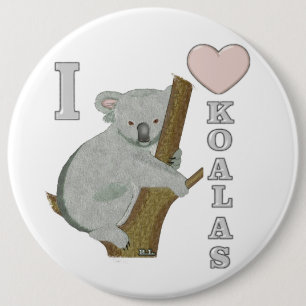 I Heart Koalas Fuzzy Animals Button