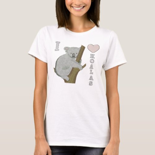 I Heart Koalas Fuzzy Animals T_Shirt