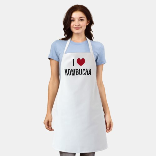 I heart kombucha custom white kitchen apron