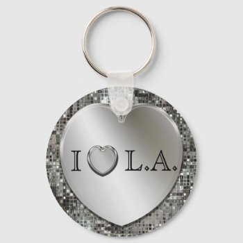 I Heart L.a. Silver Heart Keychain by MetalShop at Zazzle