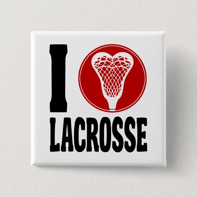 I Heart Lacrosse Pinback Button (Front)