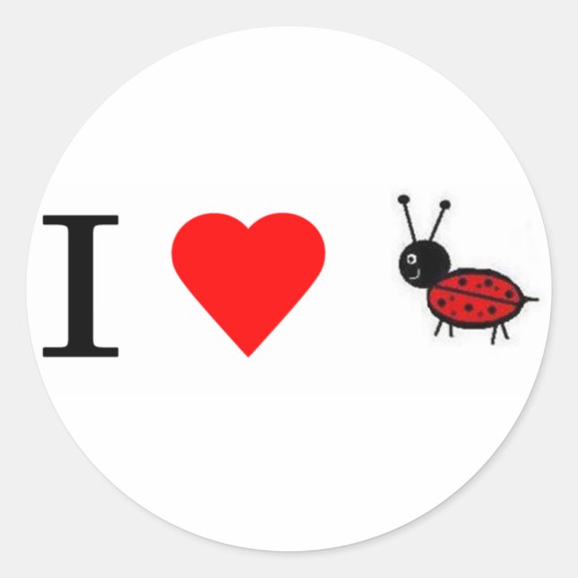 I heart lady bugs classic round sticker (Front)