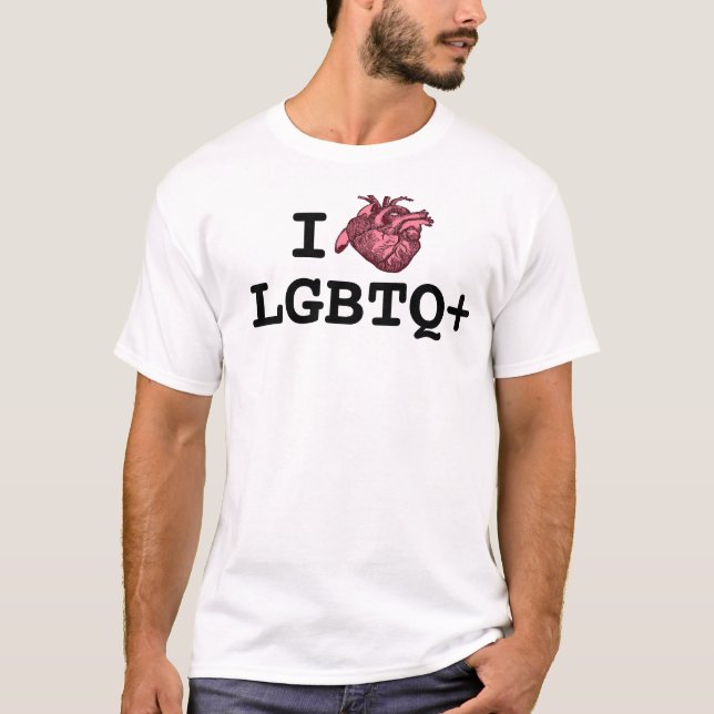 I Heart LGBTQ+ anatomically correct heart T-Shirt (Front)