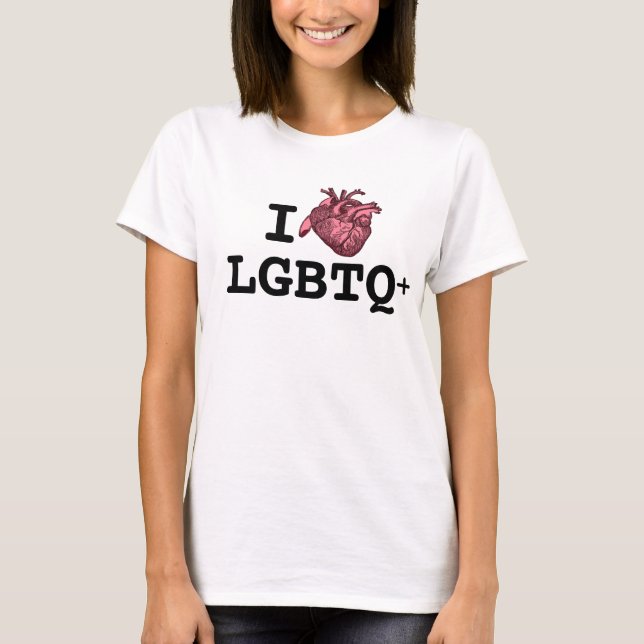 I Heart LGBTQ+ anatomically correct heart T-Shirt (Front)