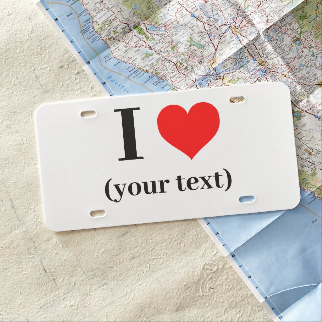 I HEART! License Plate - Plastic - Custom (In Situ)