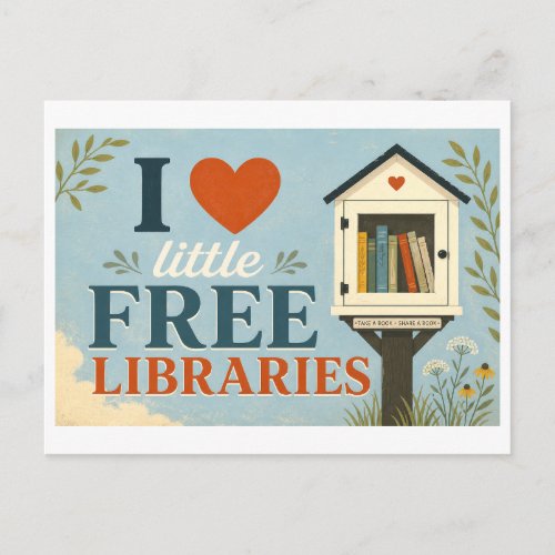 "I [Heart] Little Free Libraries" Postcard