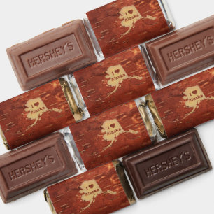 I Heart (Love) Alaska On Inner Birch Bark Hershey's Miniatures