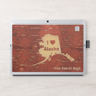 I Heart (Love) Alaska On Inner Birch Bark HP Laptop Skin