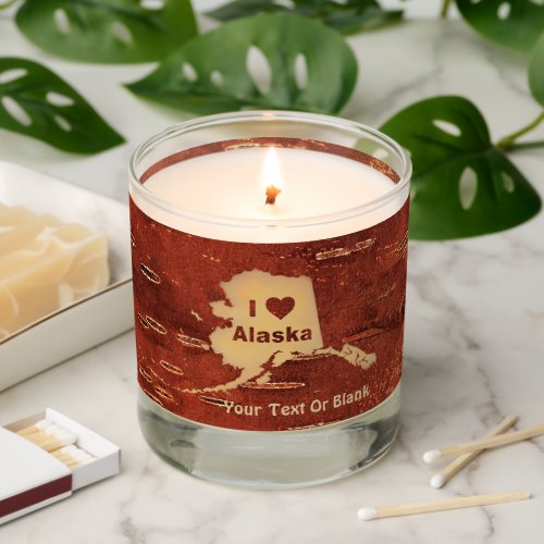 I Heart Love Alaska On Inner Birch Bark Scented Candle