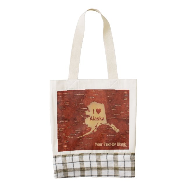 I Heart (Love) Alaska On Inner Birch Bark Zazzle HEART Tote Bag (Front)