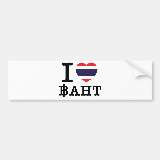 I Heart (Love) Baht Bumper Sticker (Front)