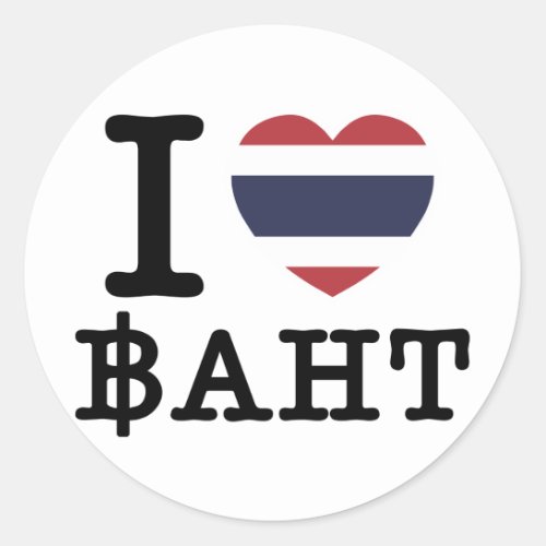 I Heart Love Baht Classic Round Sticker