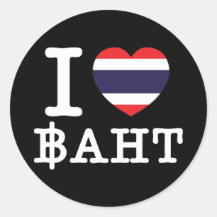 I Heart (Love) Baht Classic Round Sticker