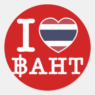 I Heart (Love) Baht Classic Round Sticker