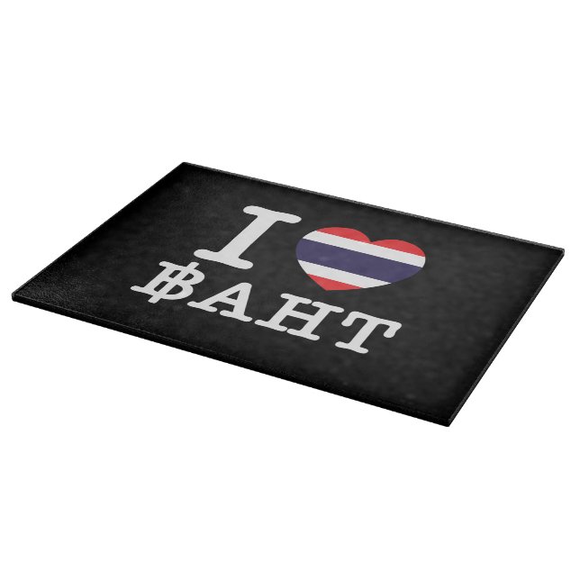 I Heart (Love) Baht Cutting Board (Corner)