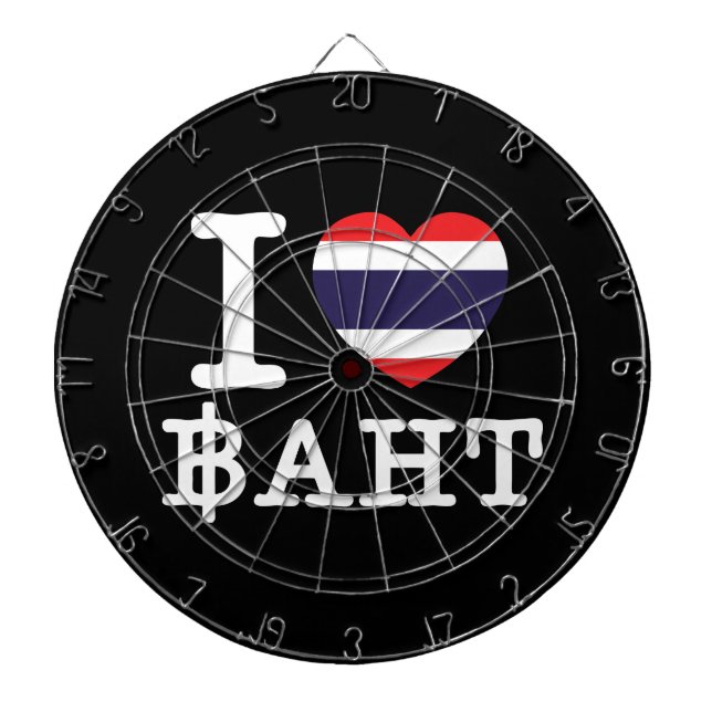 I Heart (Love) Baht Dartboard With Darts (Front)