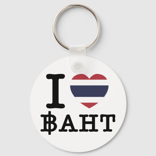 I Heart (Love) Baht Keychain (Front)