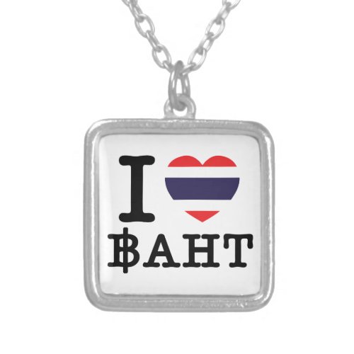 I Heart Love Baht Silver Plated Necklace