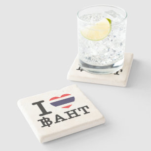 I Heart (Love) Baht Stone Coaster