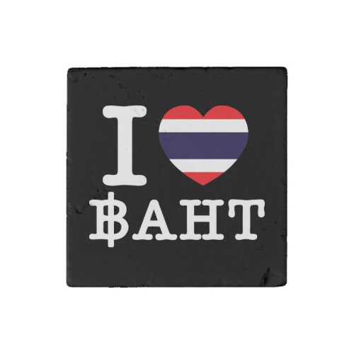 I Heart Love Baht Stone Magnet