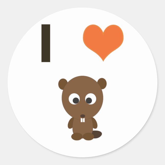 I heart (love)  Beavers Classic Round Sticker (Front)