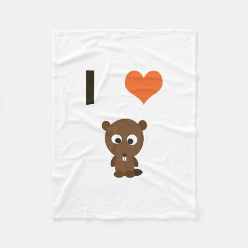 I heart love  Beavers Fleece Blanket