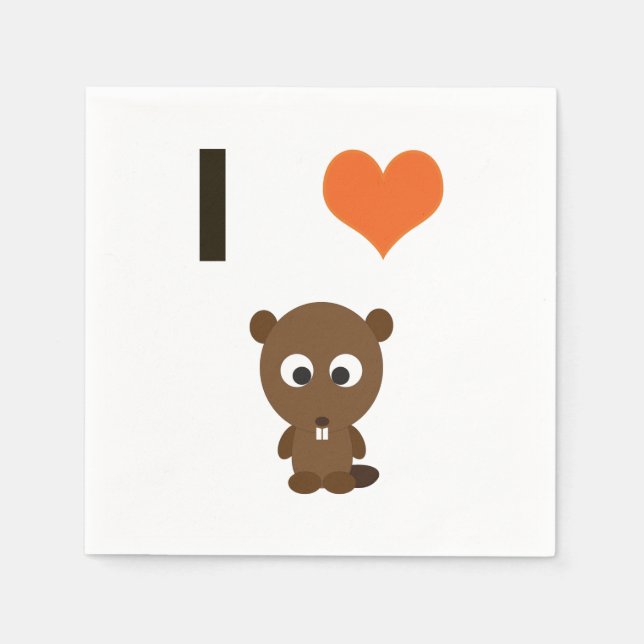 I heart (love)  Beavers Paper Napkins (Front)